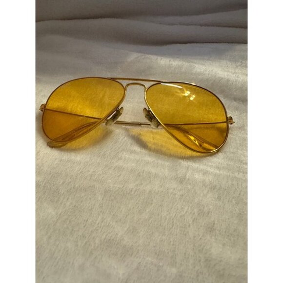 VINTAGE B&L Ray-Ban USA Aviator Shooter Yellow Sunglasses w/ Case - Picture 2 of 7
